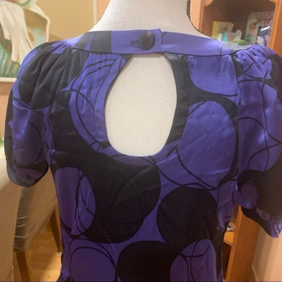 Alice & Trixie Silk Shift Purple Dress Lined Silk Abstract Geometric Retro 60s - Picture 6 of 12